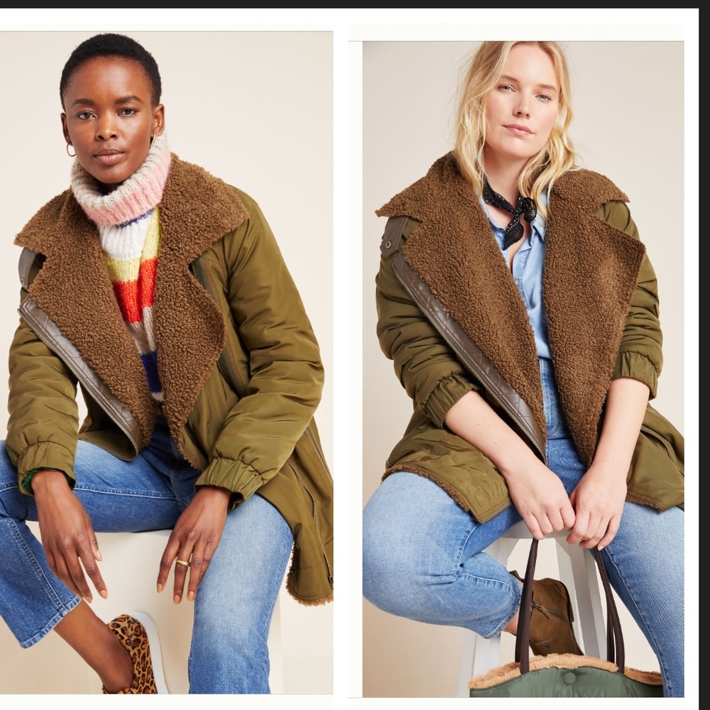 NWT Anthropologie Sherpa lined parka jacket - Picture 1 of 5
